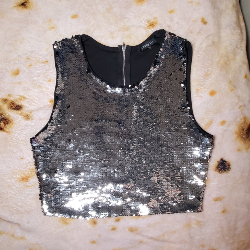 CQ by CQ Silver Glitter Tank Croptop